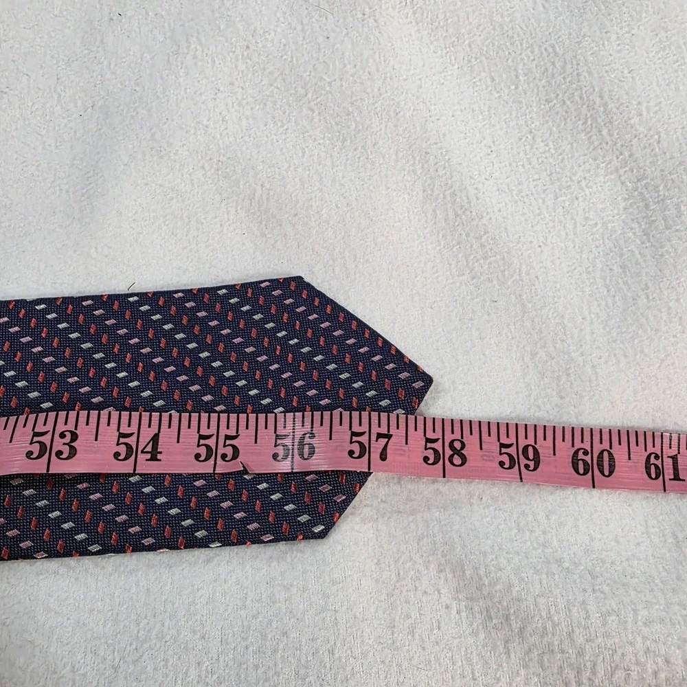 Tom Barnett Dormeuil Silk Tie Navy Blue Geometric Micro Pattern Made in France